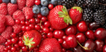 A variety of colorful berries and cherries